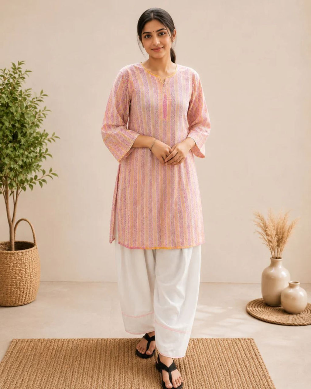 Blush Bloom Cotton Kurta Set