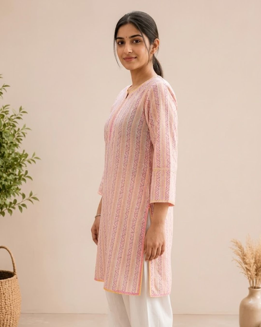 Blush Bloom Cotton Kurta Set