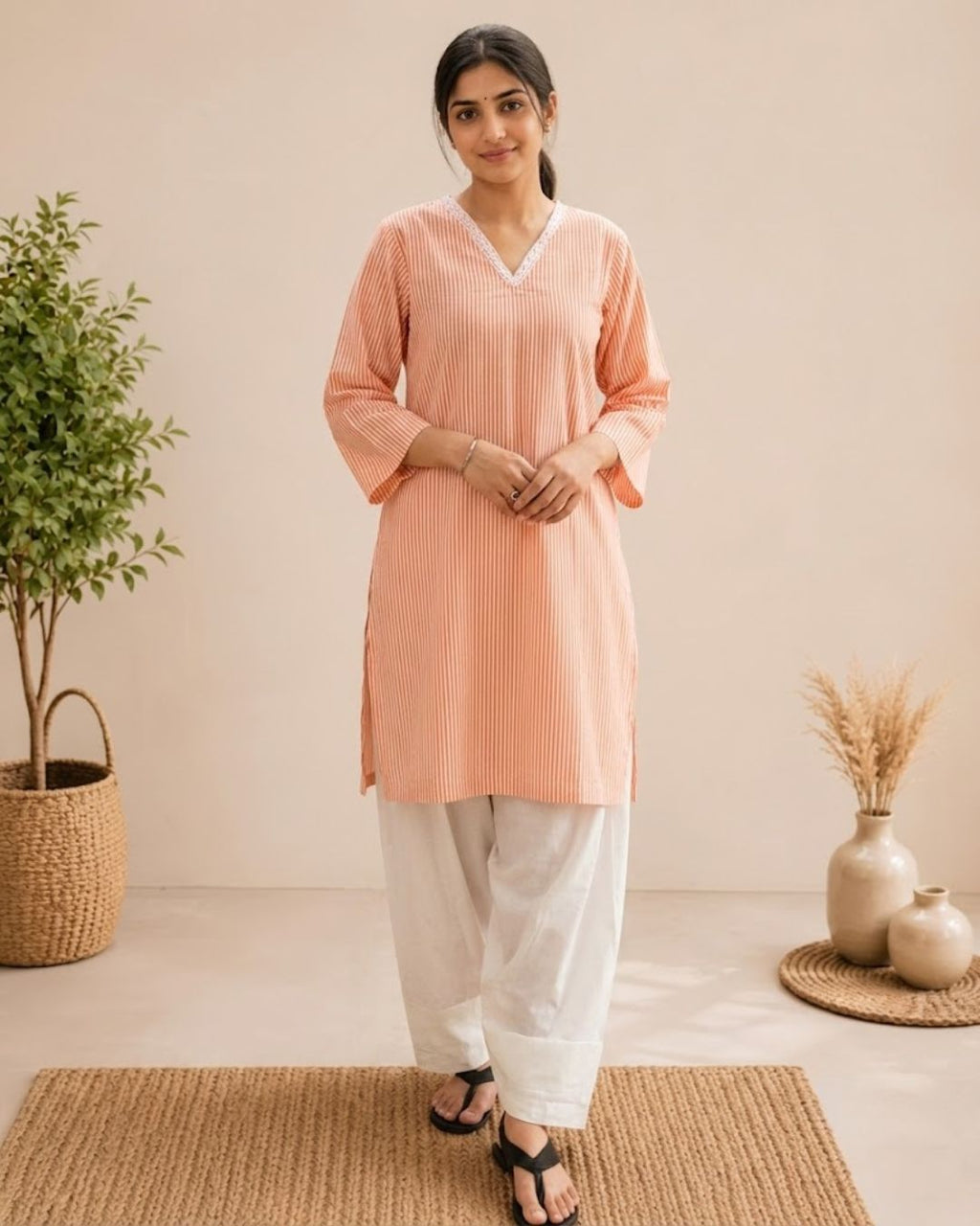 Coral Breeze Cotton Kurta Set