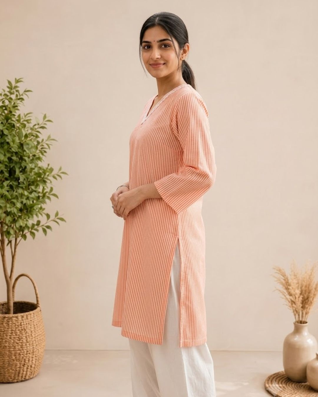 Coral Breeze Cotton Kurta Set