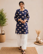 Indigo Elephant Cotton Kurta Set