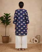 Indigo Elephant Cotton Kurta Set