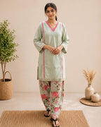 Mint Garden Cotton Kurta Set