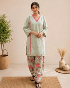 Mint Garden Cotton Kurta Set