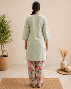 Mint Garden Cotton Kurta Set