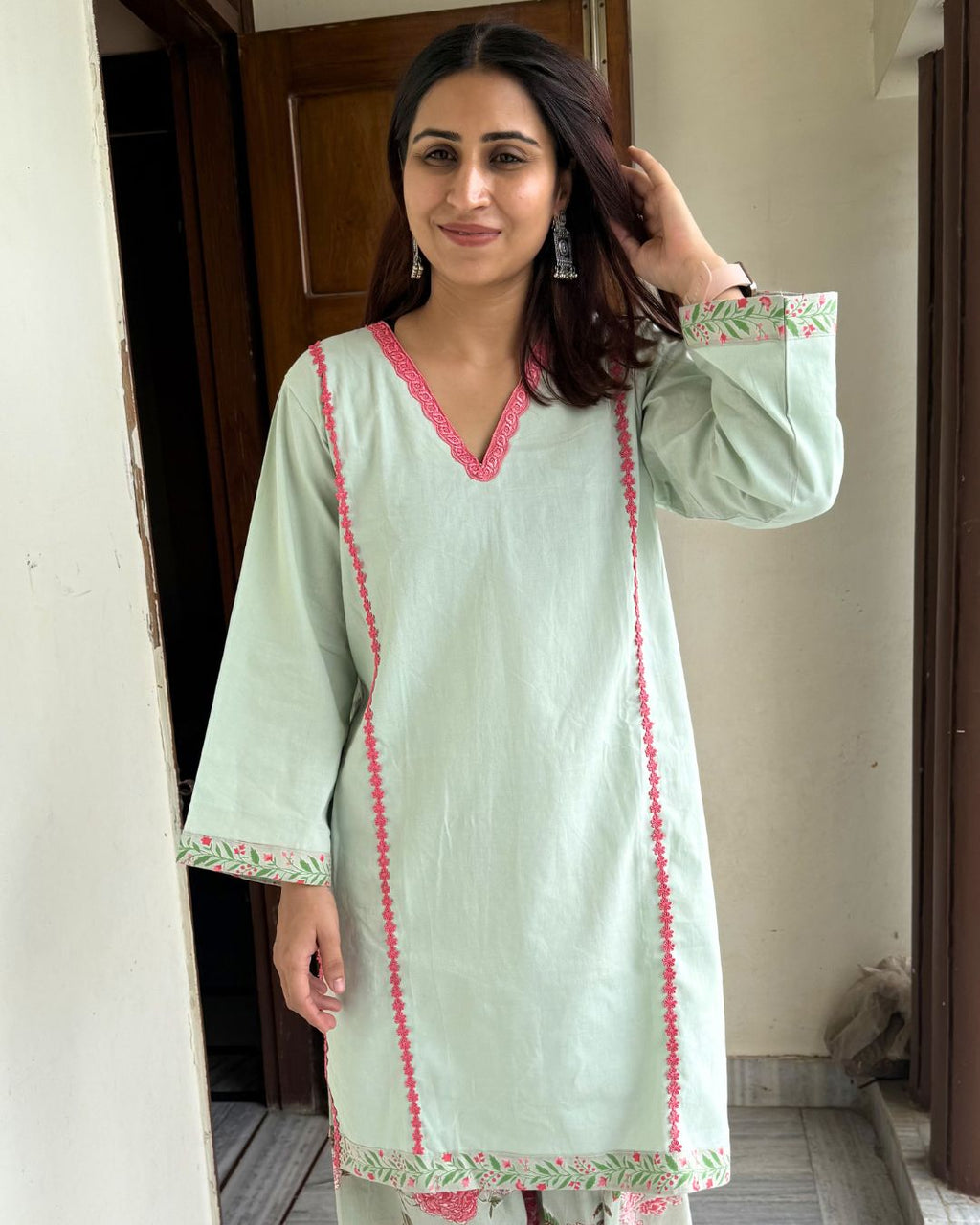 Mint Garden Cotton Kurta Set