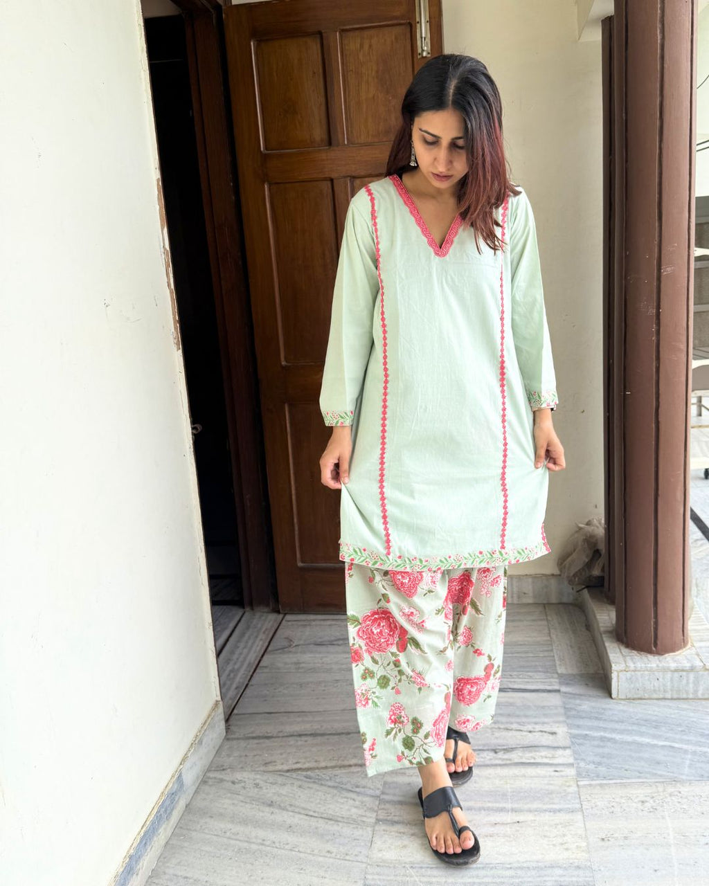 Mint Garden Cotton Kurta Set